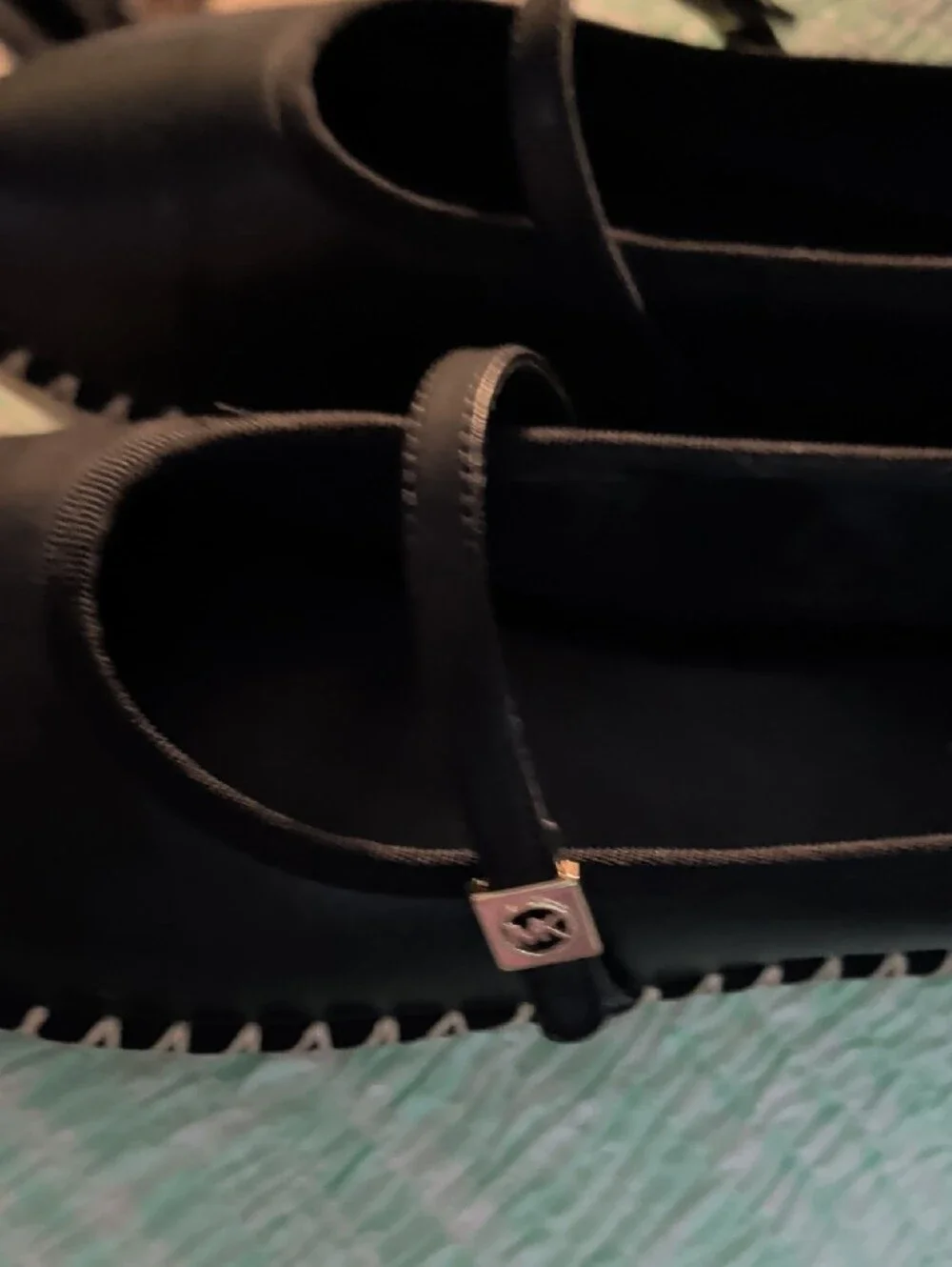 MICHAEL Michael Kors Black Espadrille Mary Jane Flats with Natural Toe